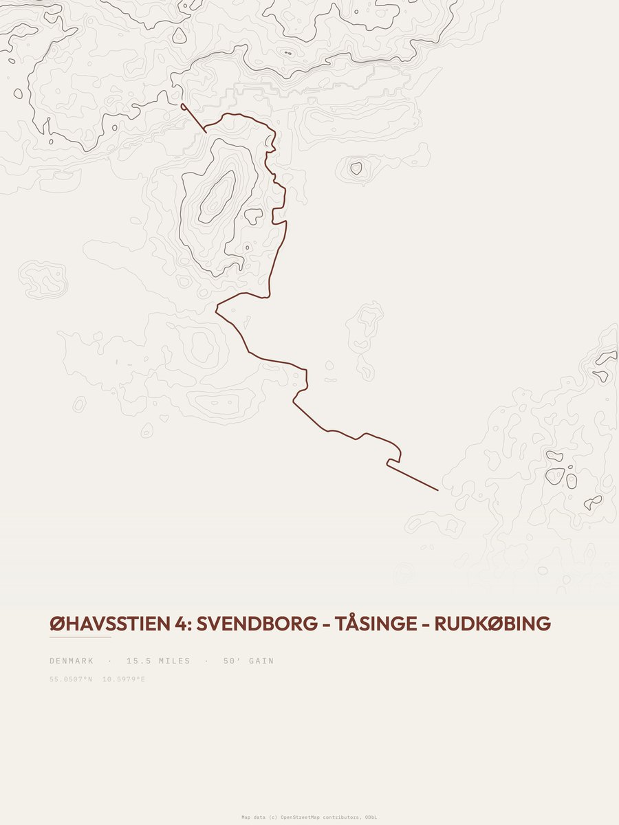 Øhavsstien topographic trail print