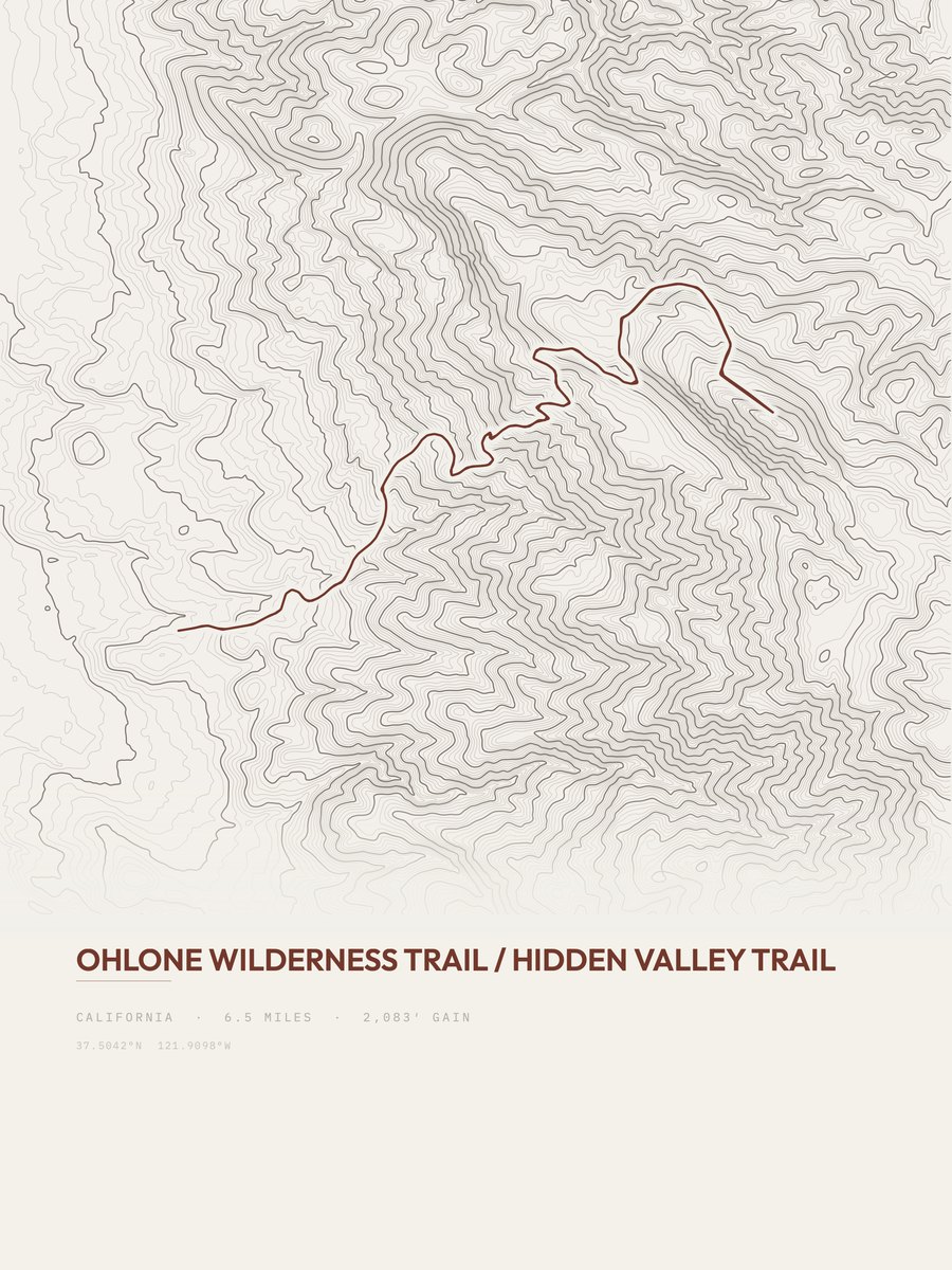 Ohlone Wilderness Trail Topographic print
