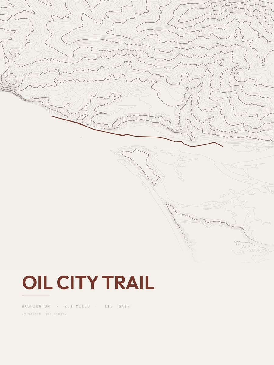 Oil City Trail topographic trail print