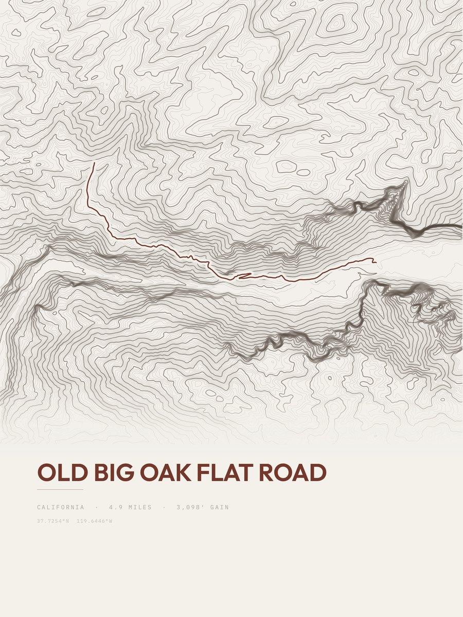 Old Big Oak Flat Road Topographic print