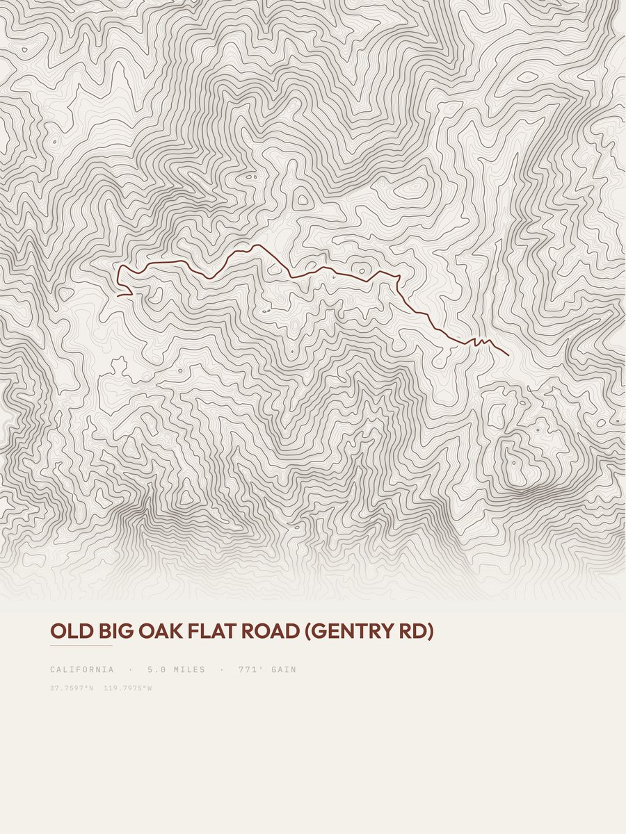 Old Big Oak Flat Road Topographic print