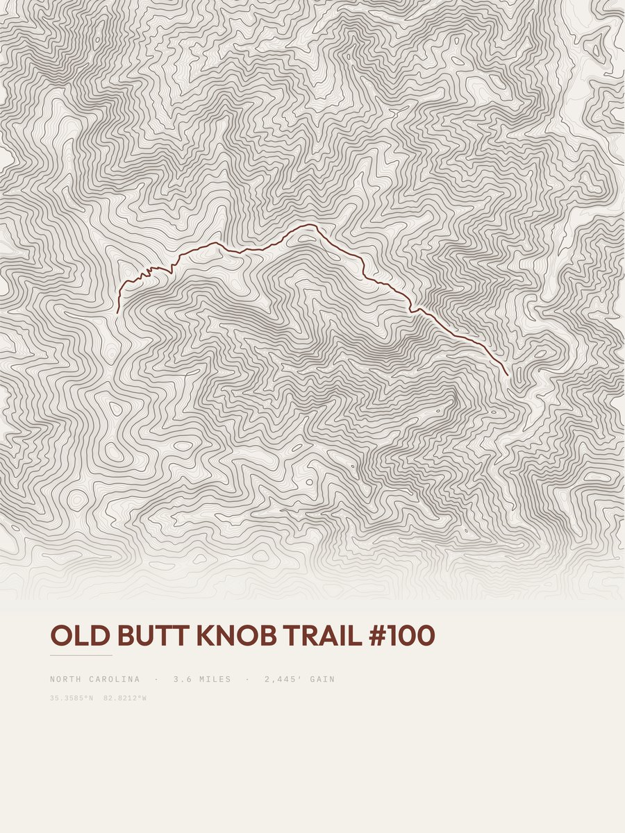 Old Butt Knob Trail Topographic print