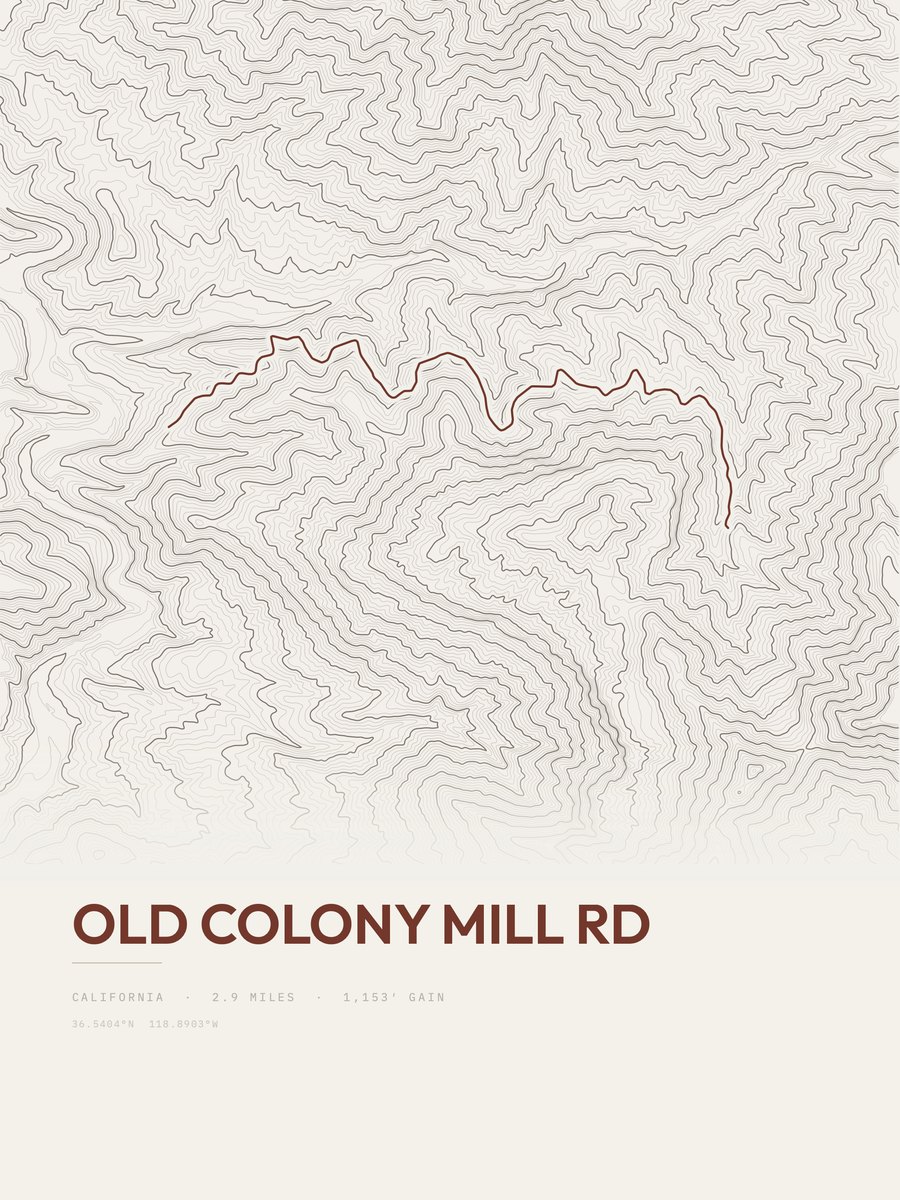 Old Colony Mill Rd Topographic print