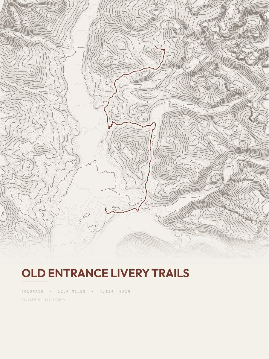 Old Entrance Livery Trails topographic trail print