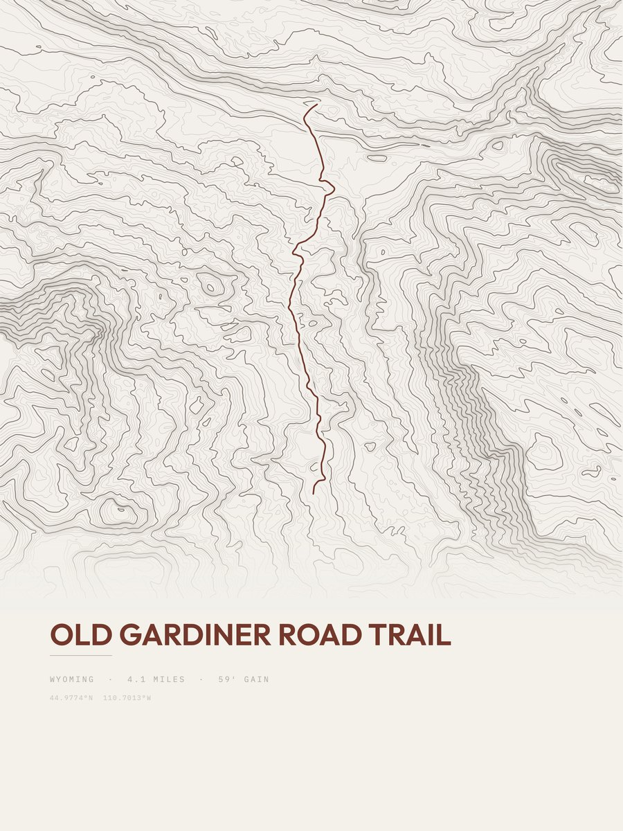 Old Gardiner Road Trail Topographic print