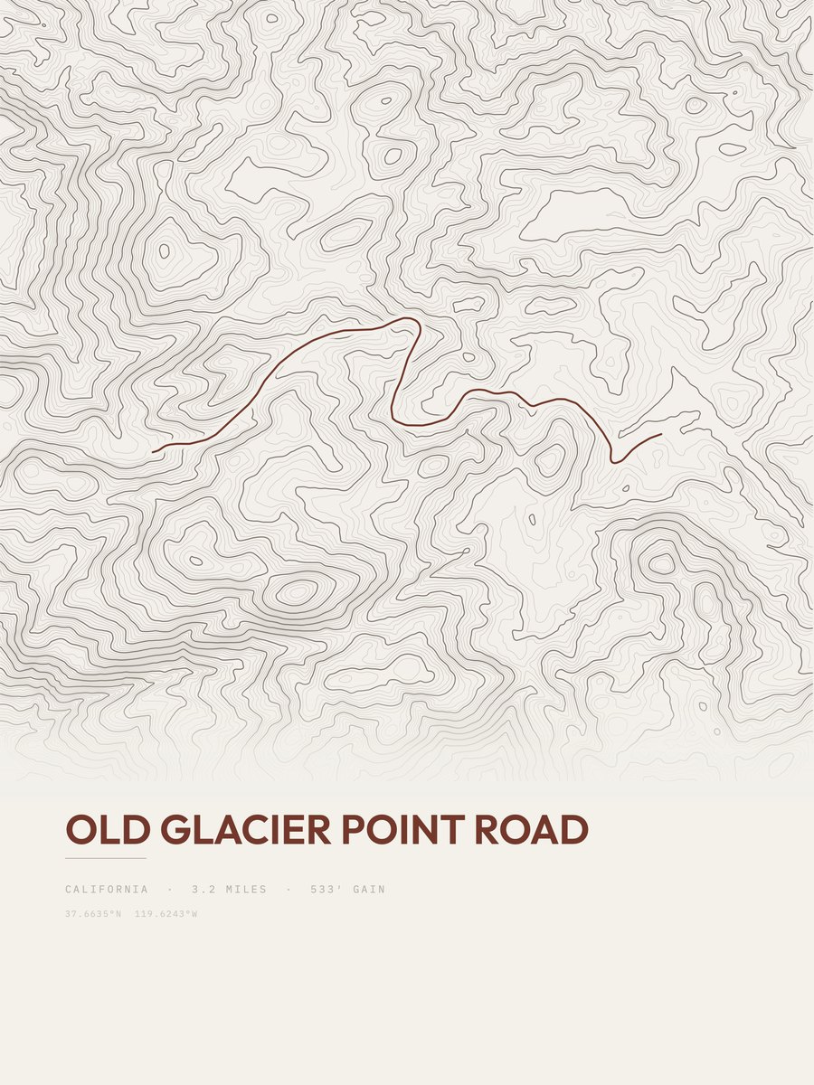 Old Glacier Point Road Topographic print