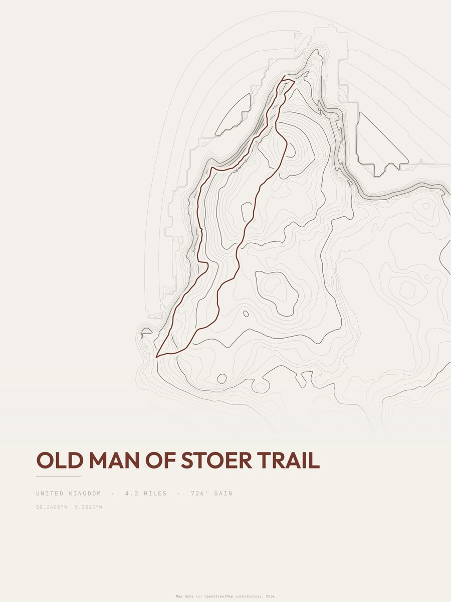Old Man of Stoer Trail Topographic print