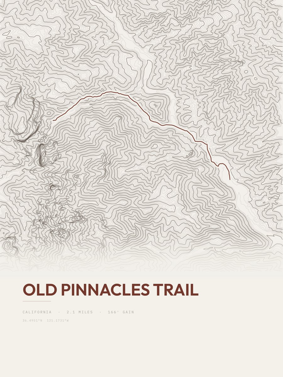 Old Pinnacles Trail topographic trail print