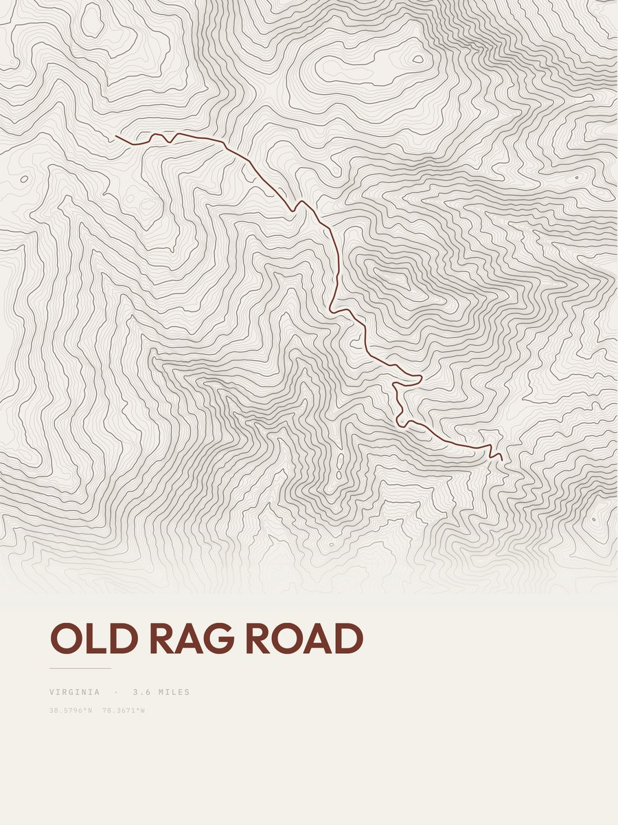 Old Rag Road Topographic print