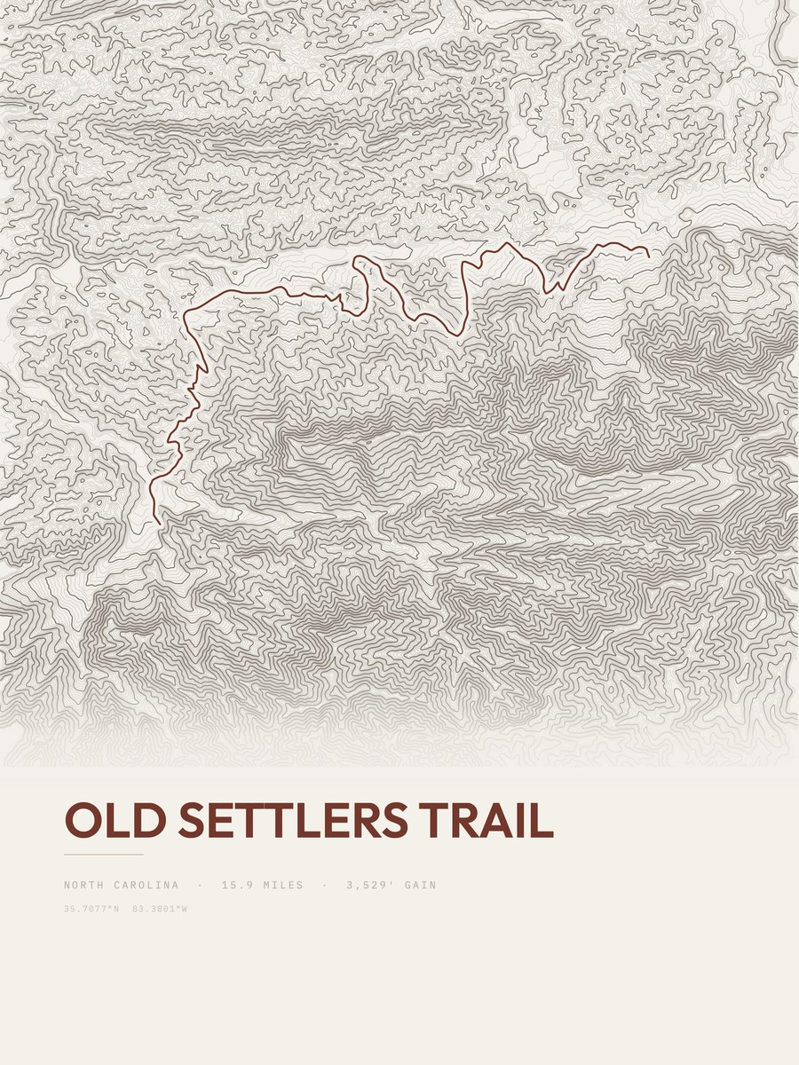 Old Settlers Trail topographic trail print