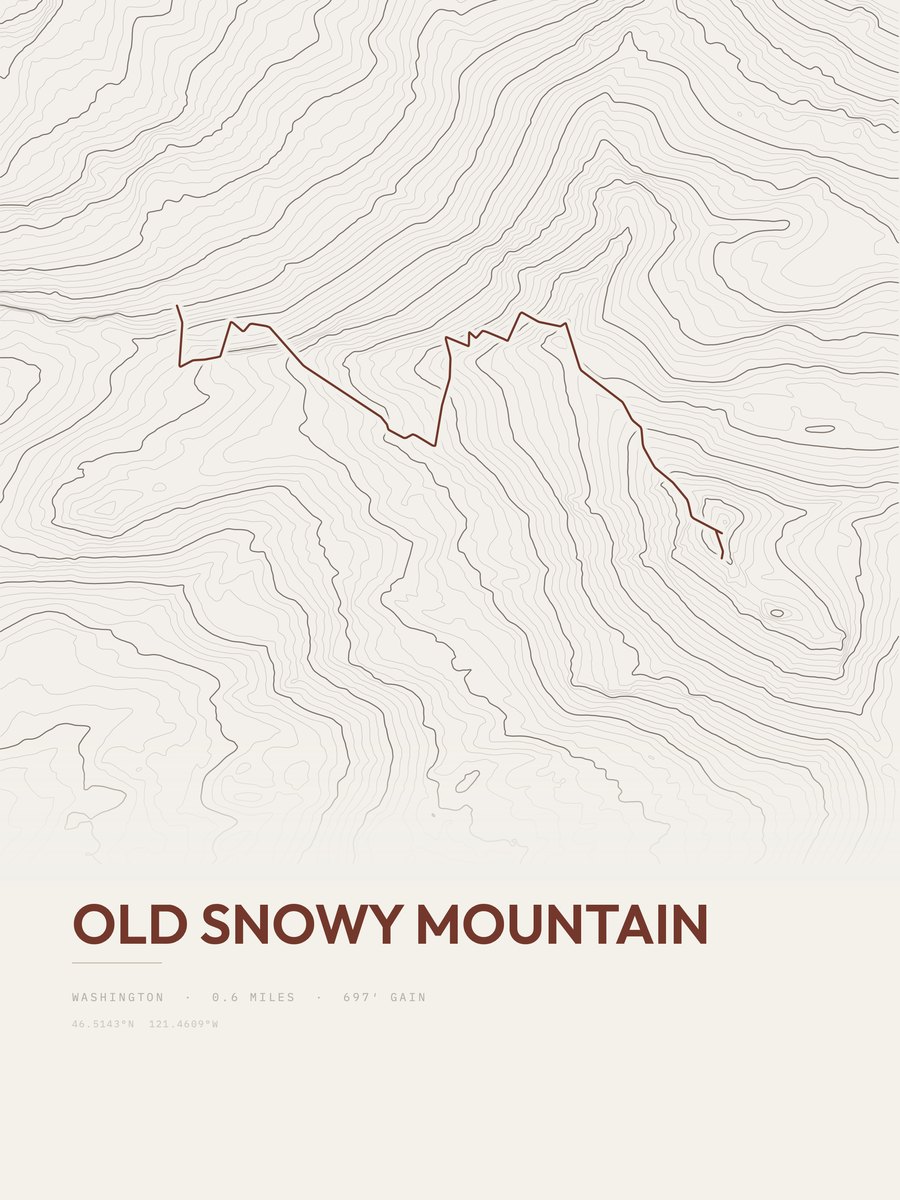 Old Snowy Mountain Topographic print