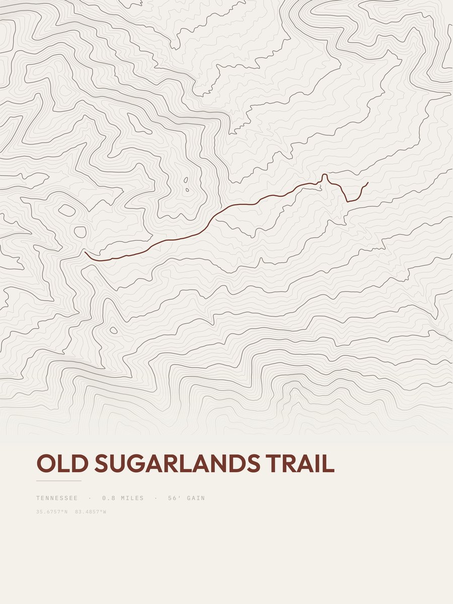 Old Sugarlands Trail Topographic print