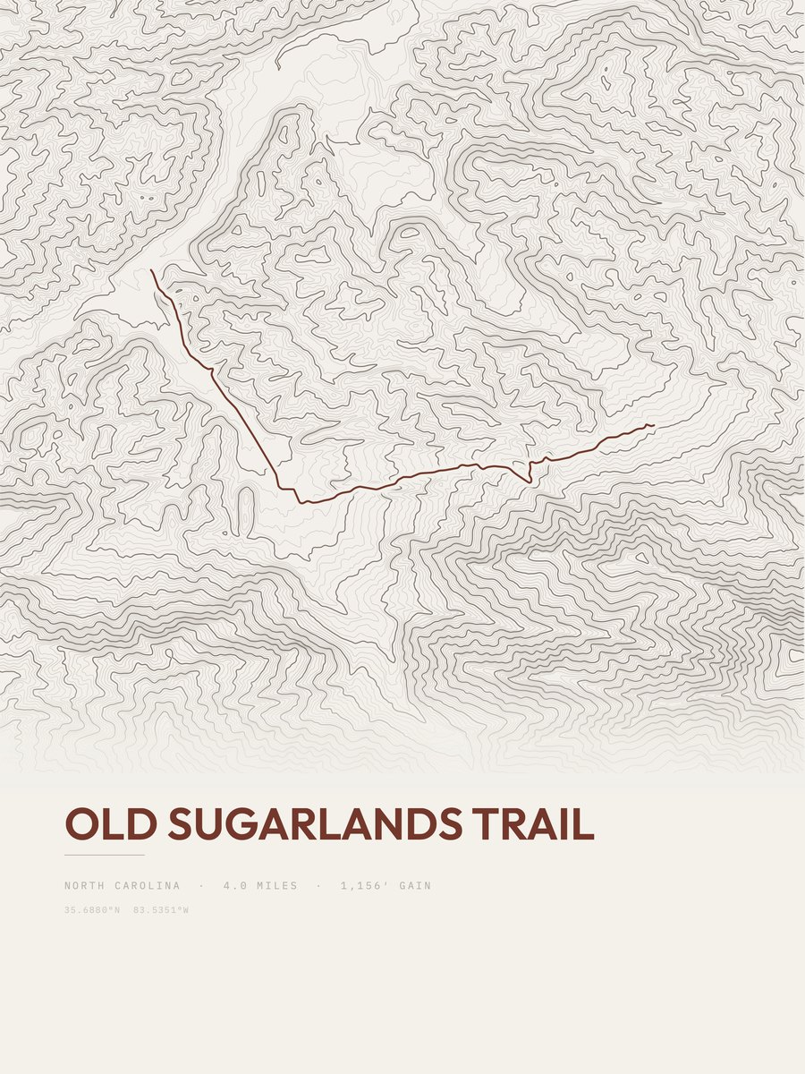 Old Sugarlands Trail Topographic print