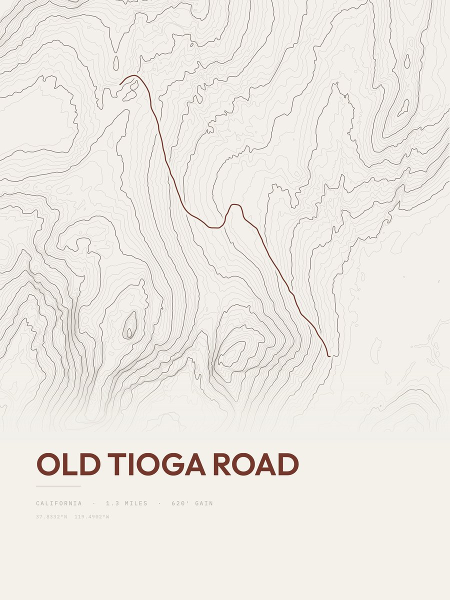 Old Tioga Road Topographic print