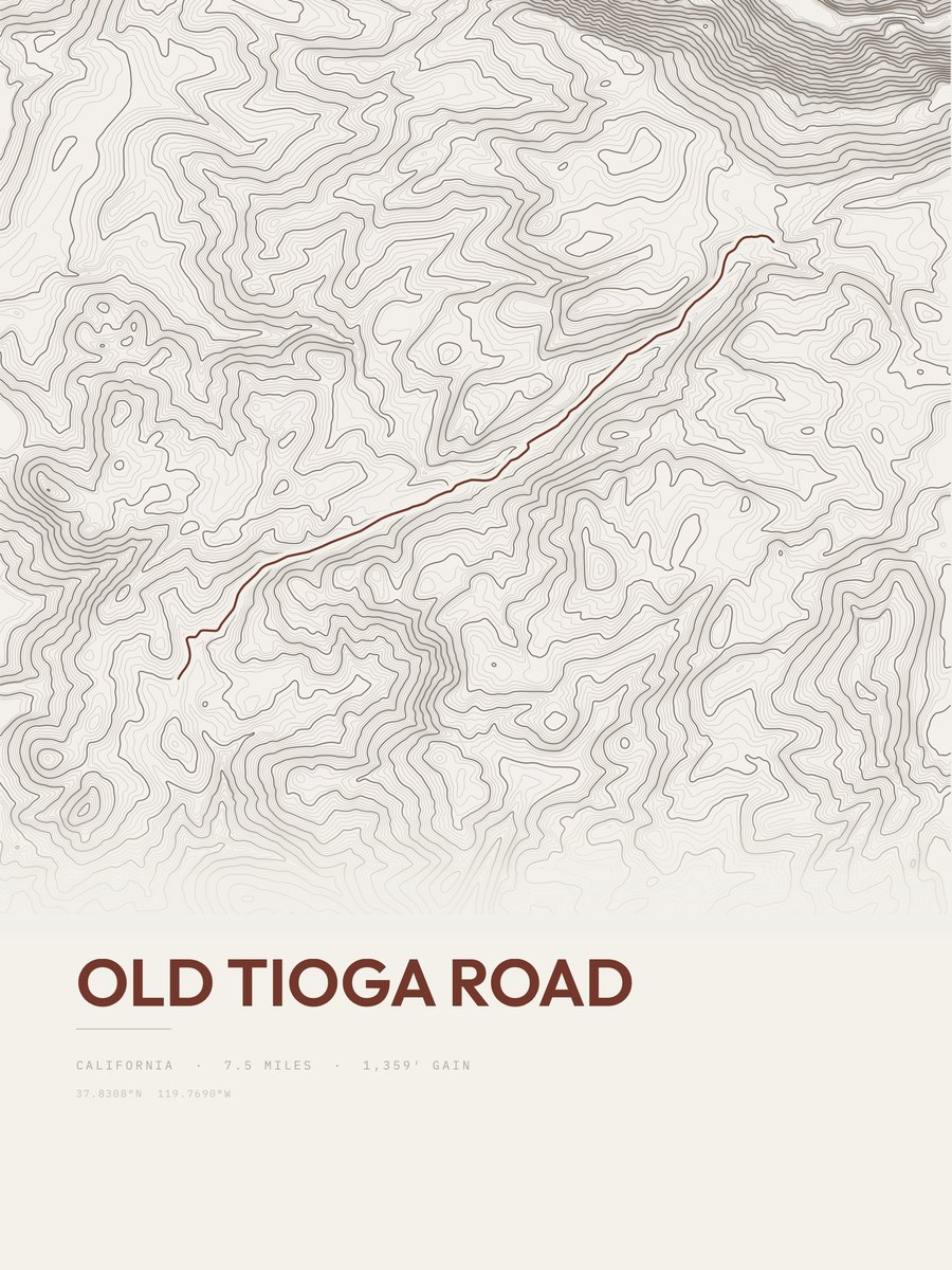 Old Tioga Road Topographic print