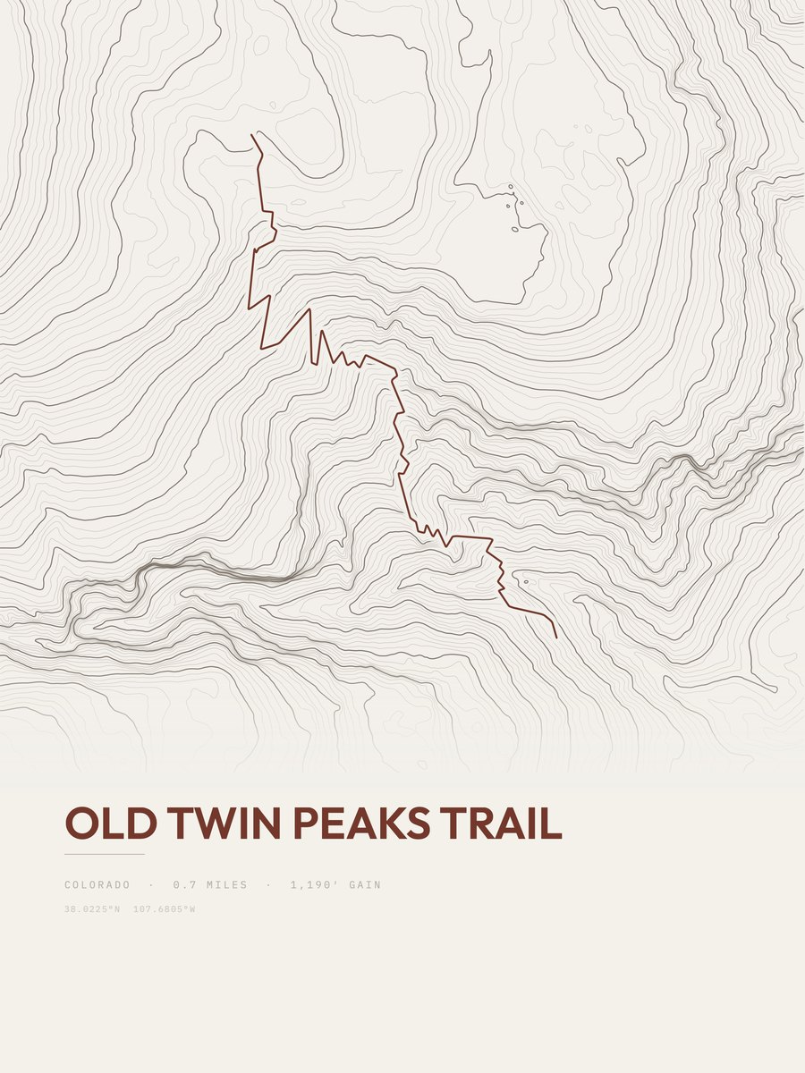 Old Twin Peaks Trail Topographic print