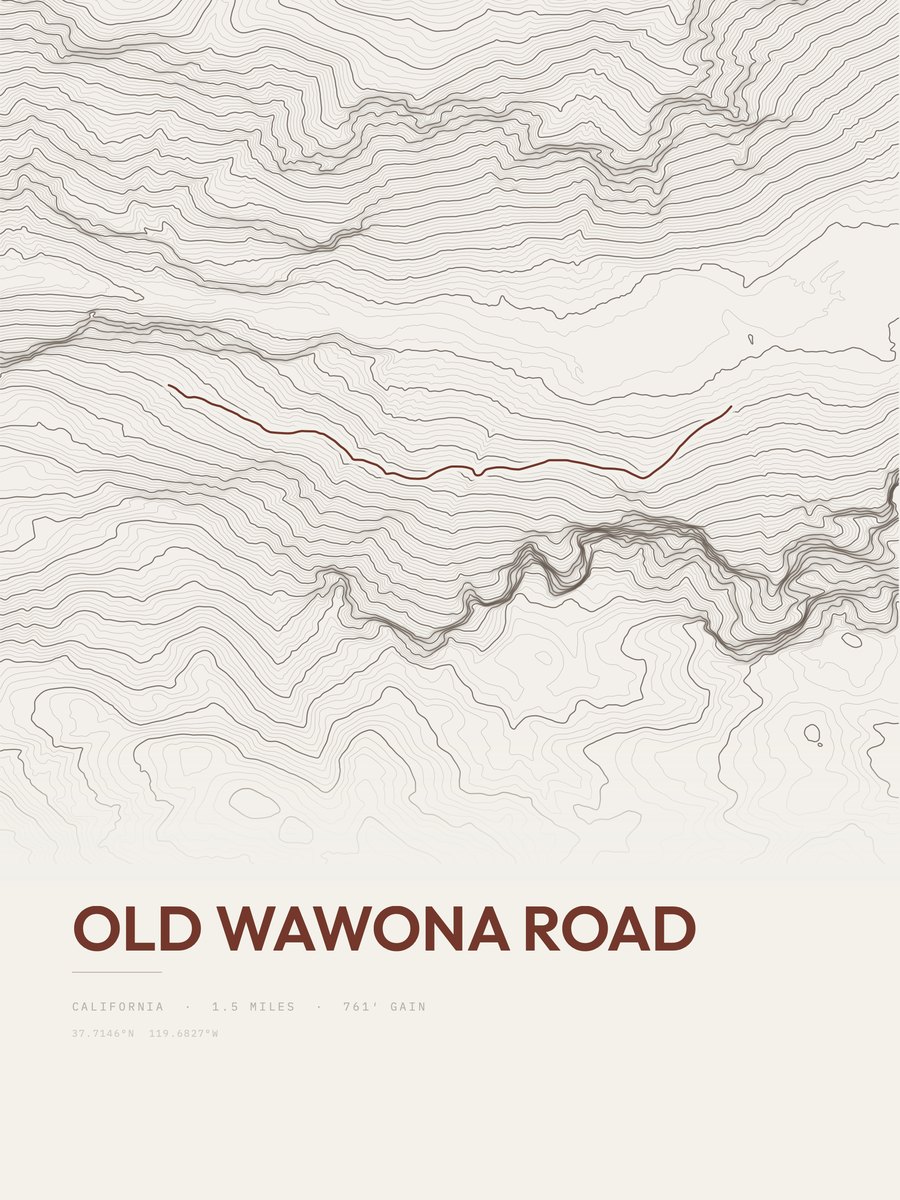 Old Wawona Road Topographic print