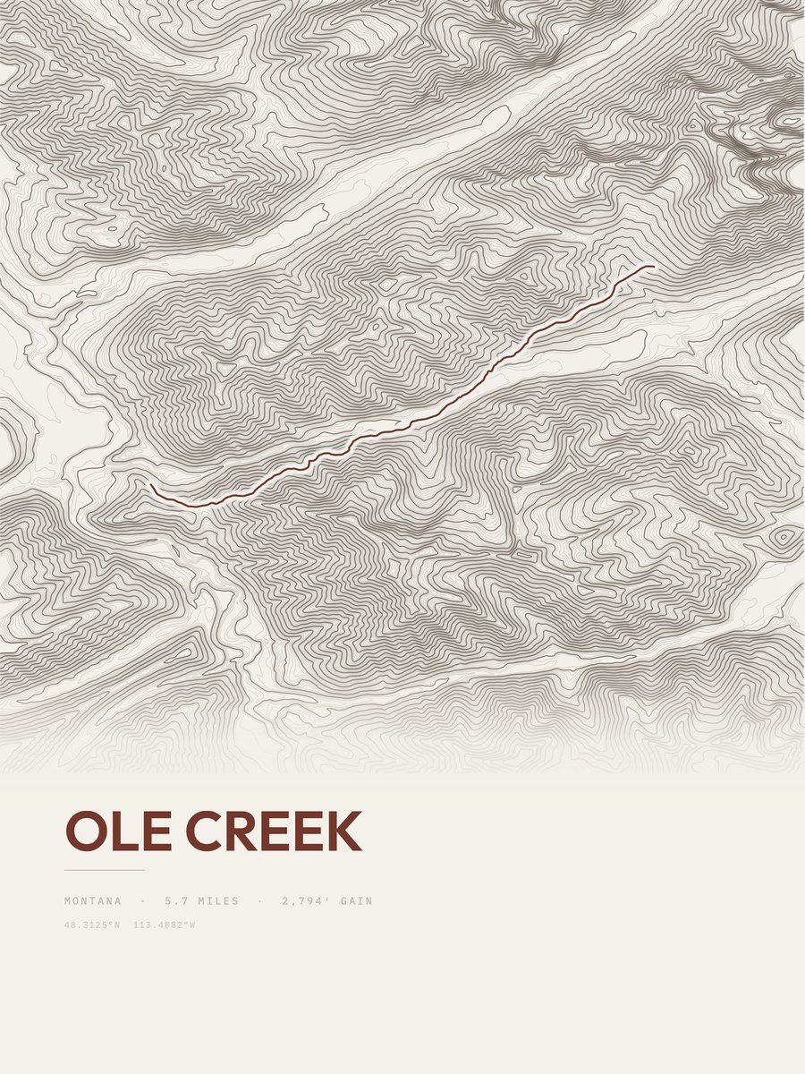 Ole Creek Topographic print