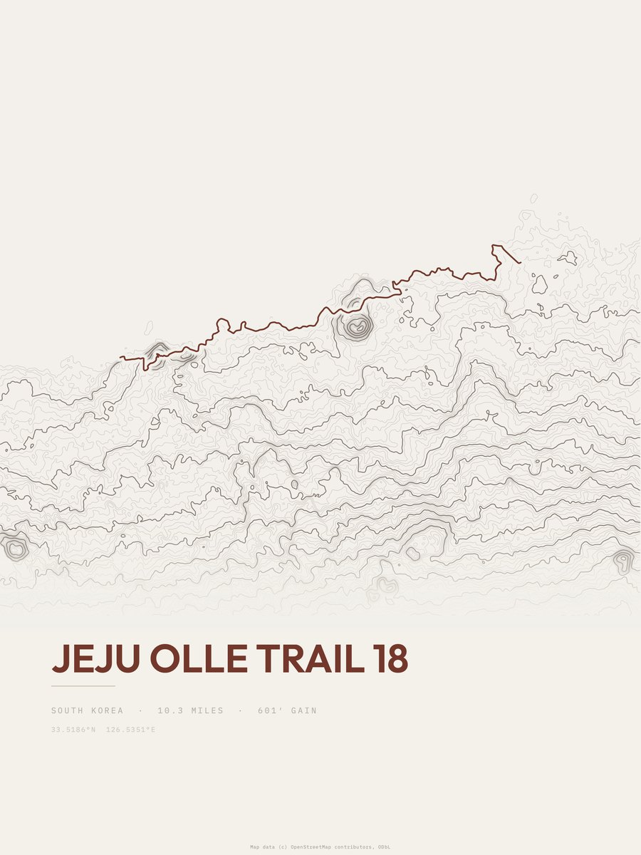 Jeju Olle Trail 18 topographic trail print