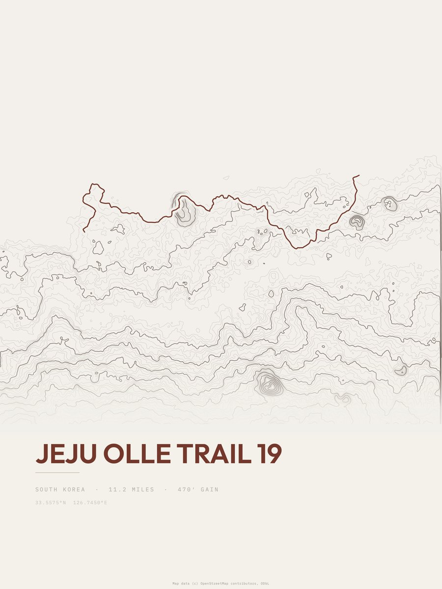 Jeju Olle Trail 19 topographic trail print