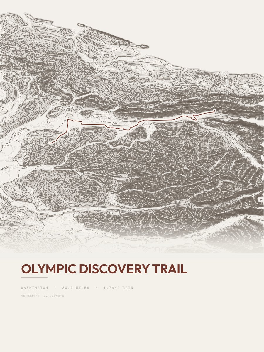 Olympic Discovery Trail topographic trail print