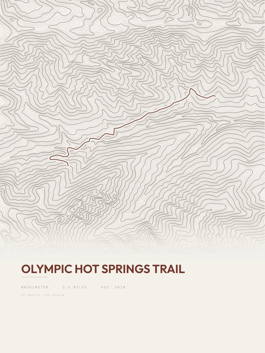 Olympic Hot Springs Trail topographic trail print