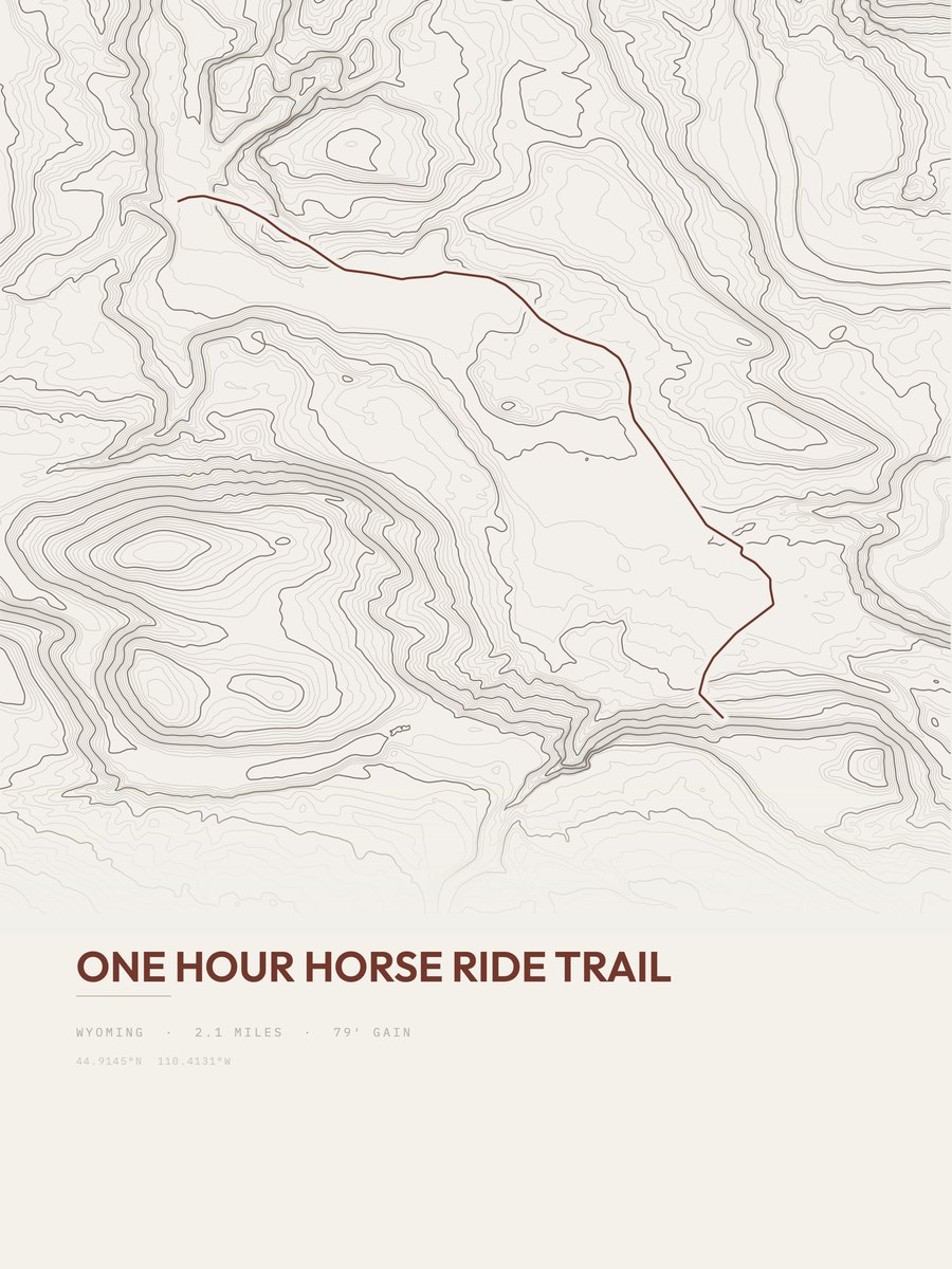 One Hour Horse Ride Trail topographic trail print