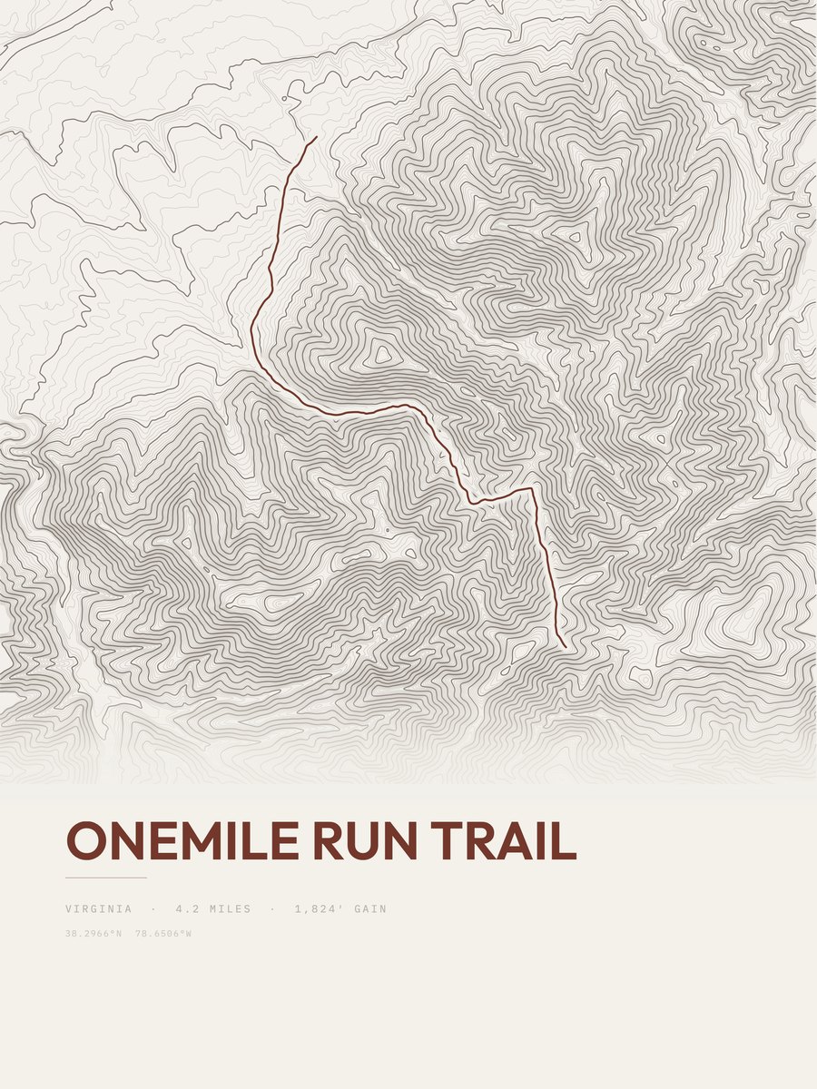 Onemile Run Trail topographic trail print