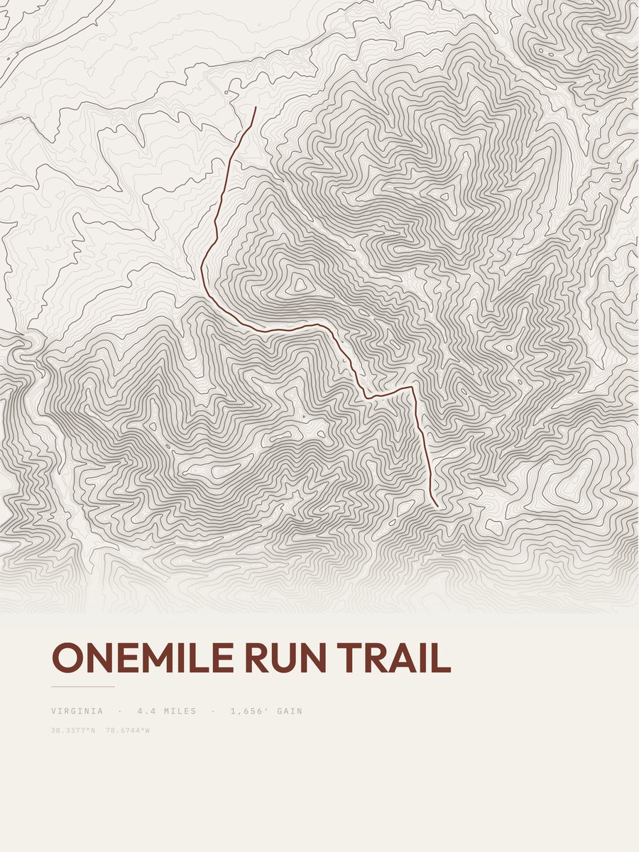 Onemile Run Trail topographic trail print