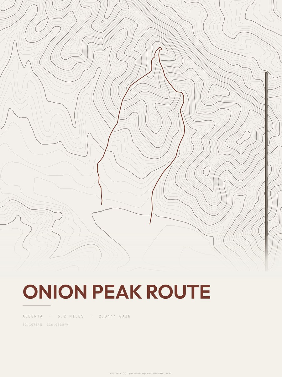 Onion Peak Route Topographic print
