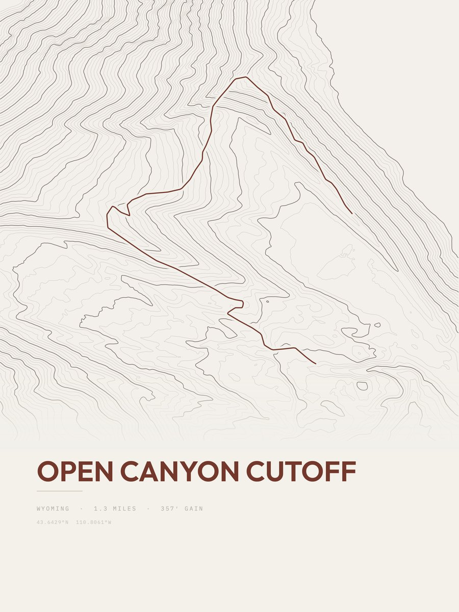 Open Canyon Cutoff topographic trail print