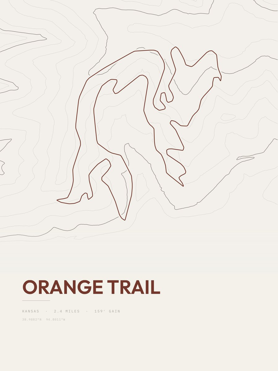Orange Trail Topographic print