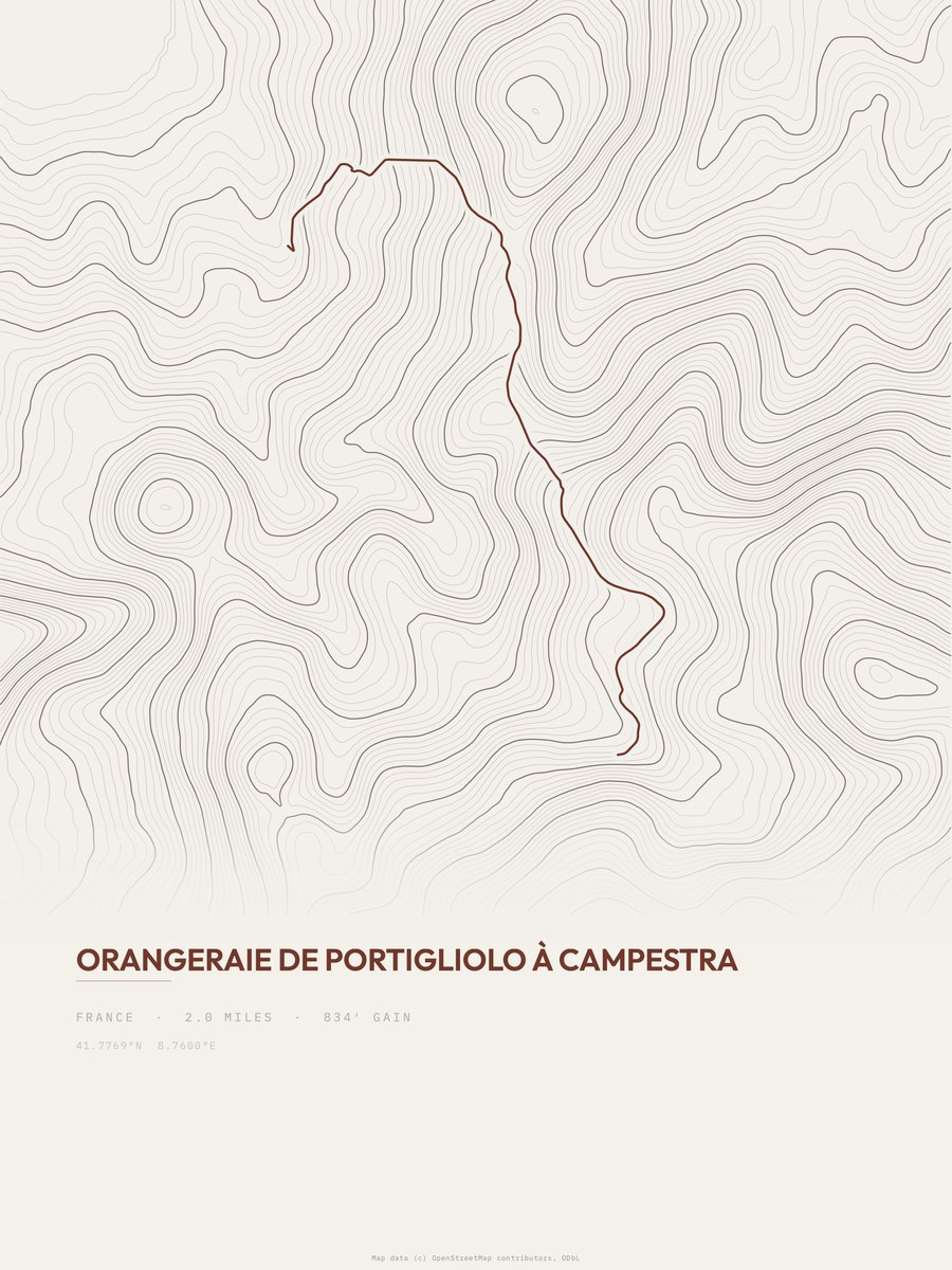 Orangeraie de Portigliolo topographic trail print