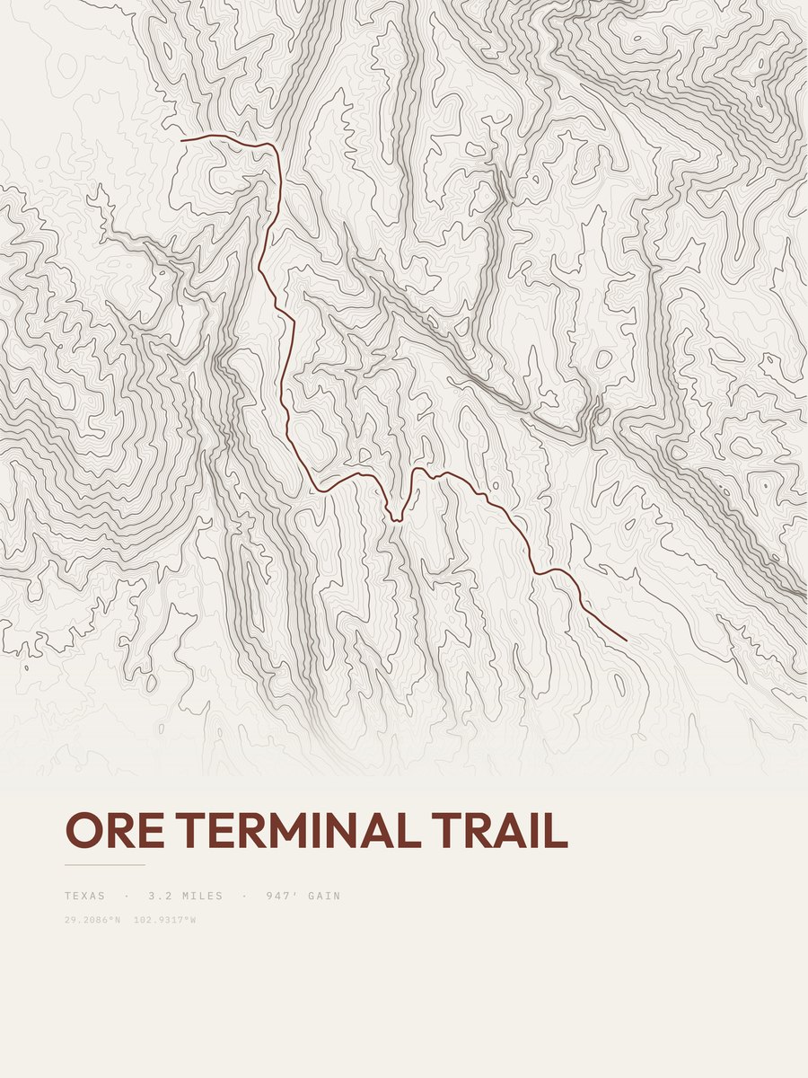 Ore Terminal Trail Topographic print