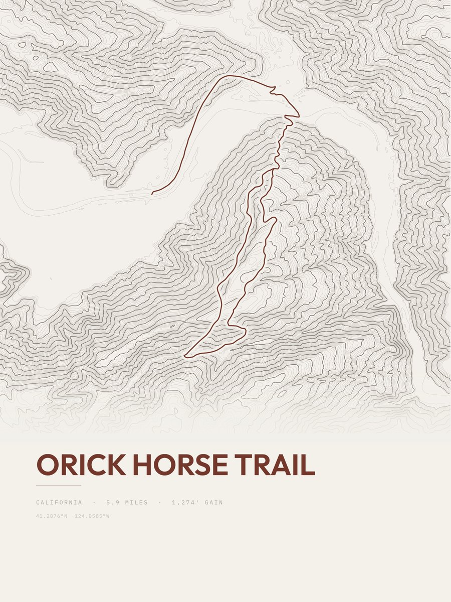 Orick Horse Trail topographic trail print