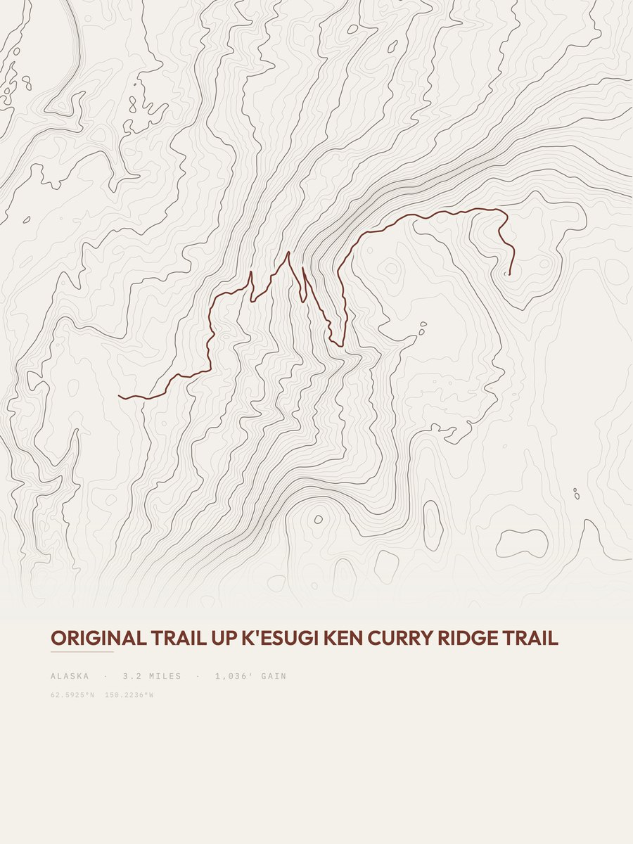Curry Ridge Trail Topographic print