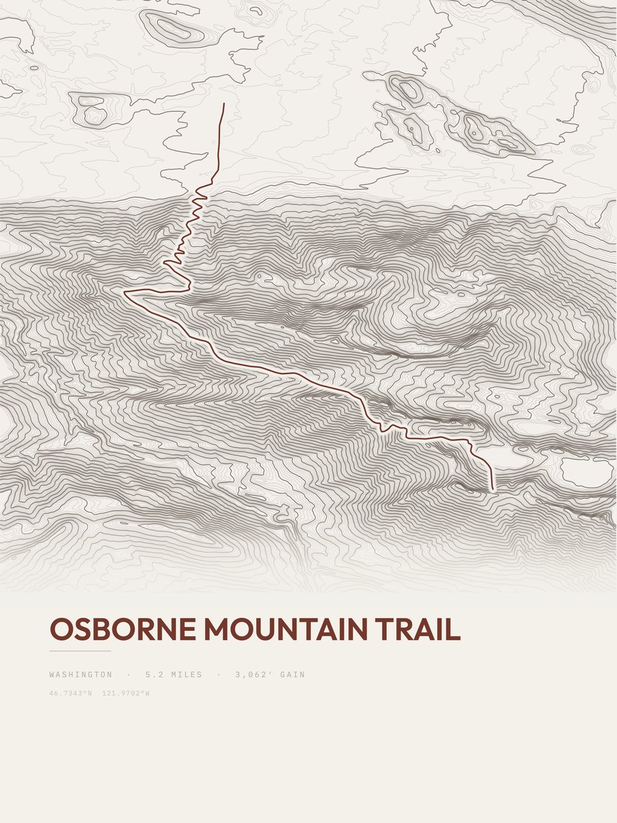 Osborne Mountain Trail Topographic print
