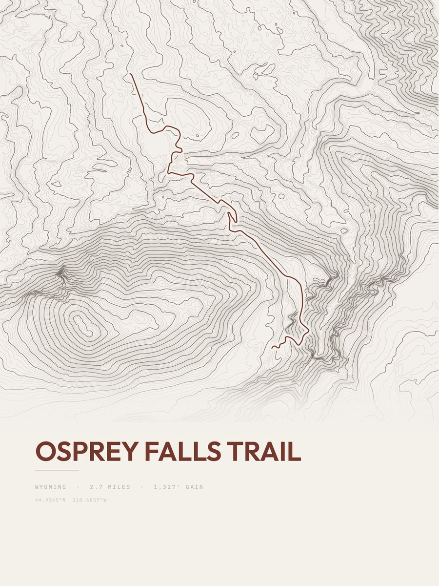 Osprey Falls Trail topographic trail print