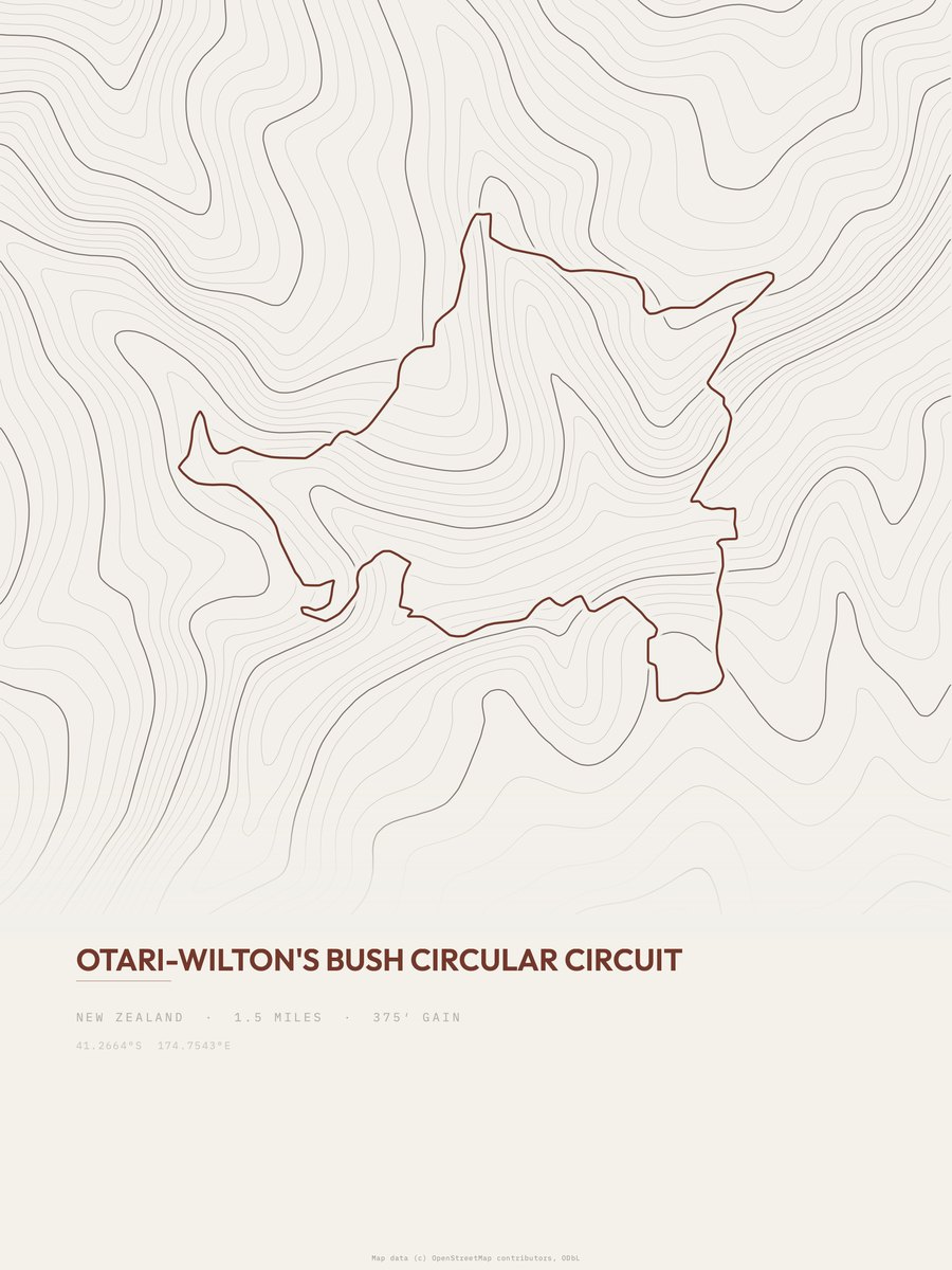 Otari-Wilton's Bush Topographic print