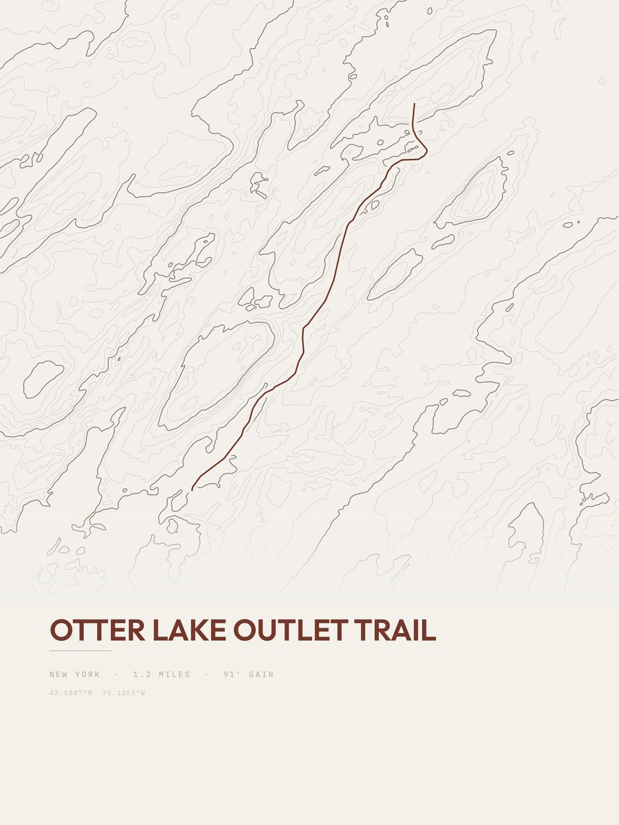 Otter Lake Outlet Trail topographic trail print