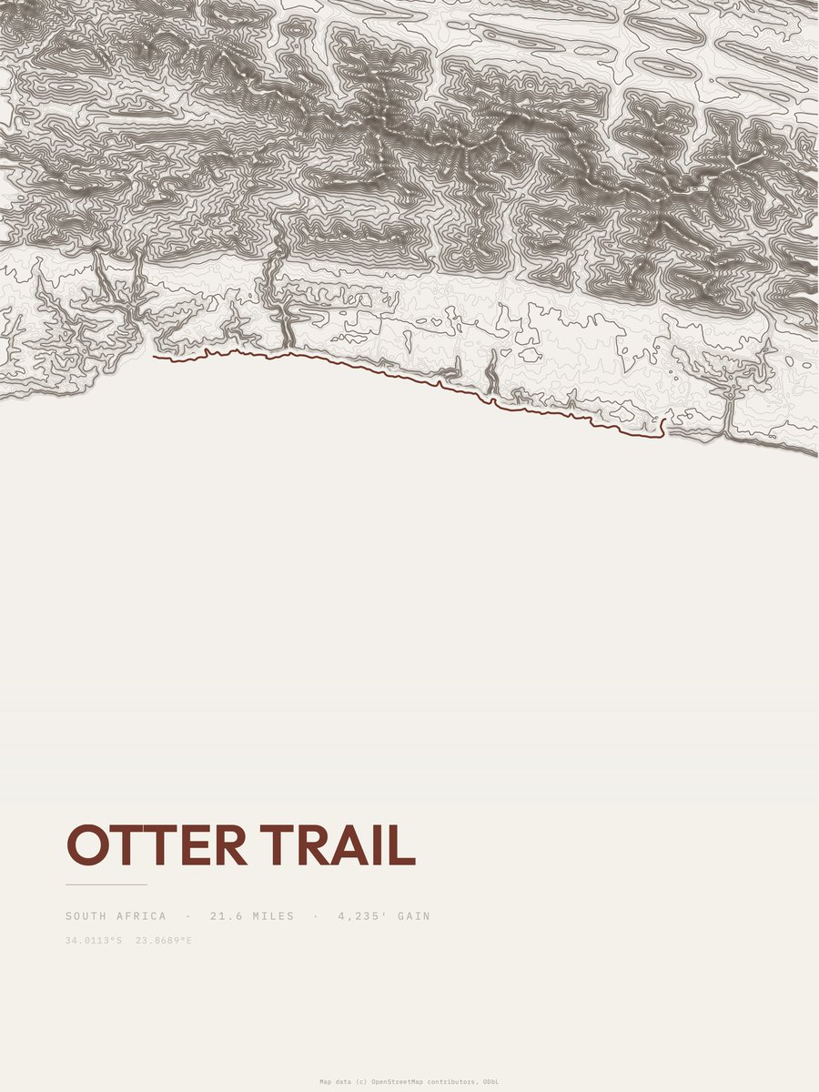 Otter Trail topographic trail print