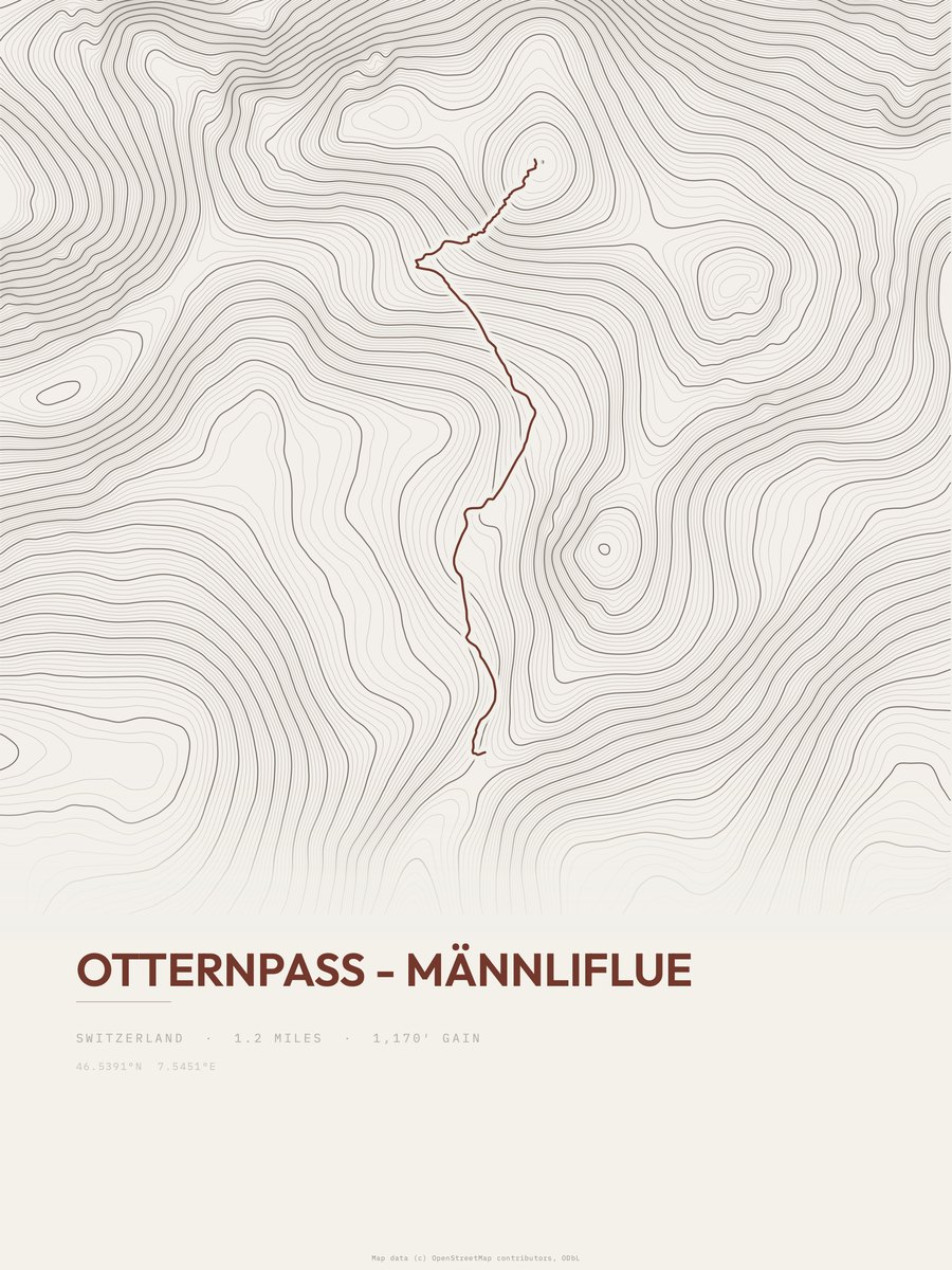 Otternpass - Männliflue topographic trail print