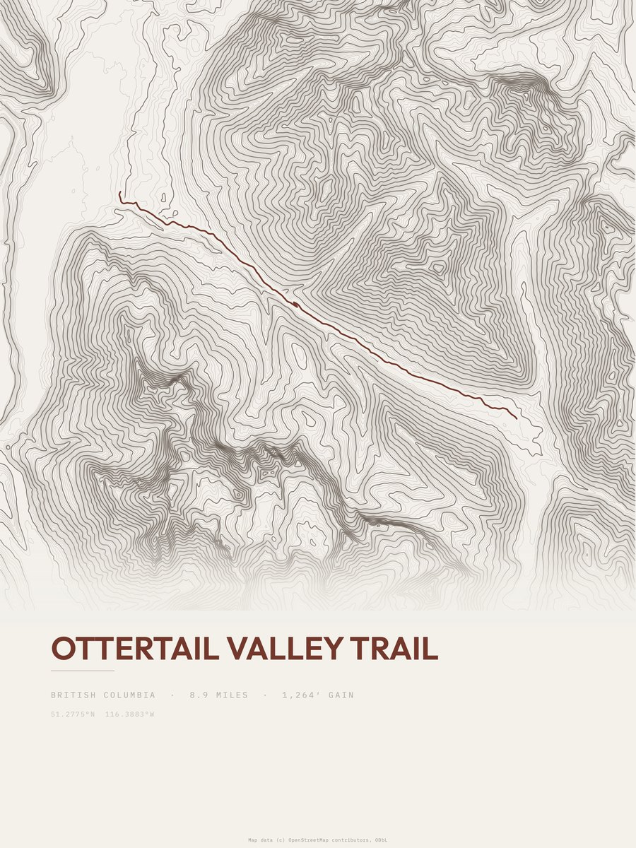 Ottertail Valley Trail Topographic print