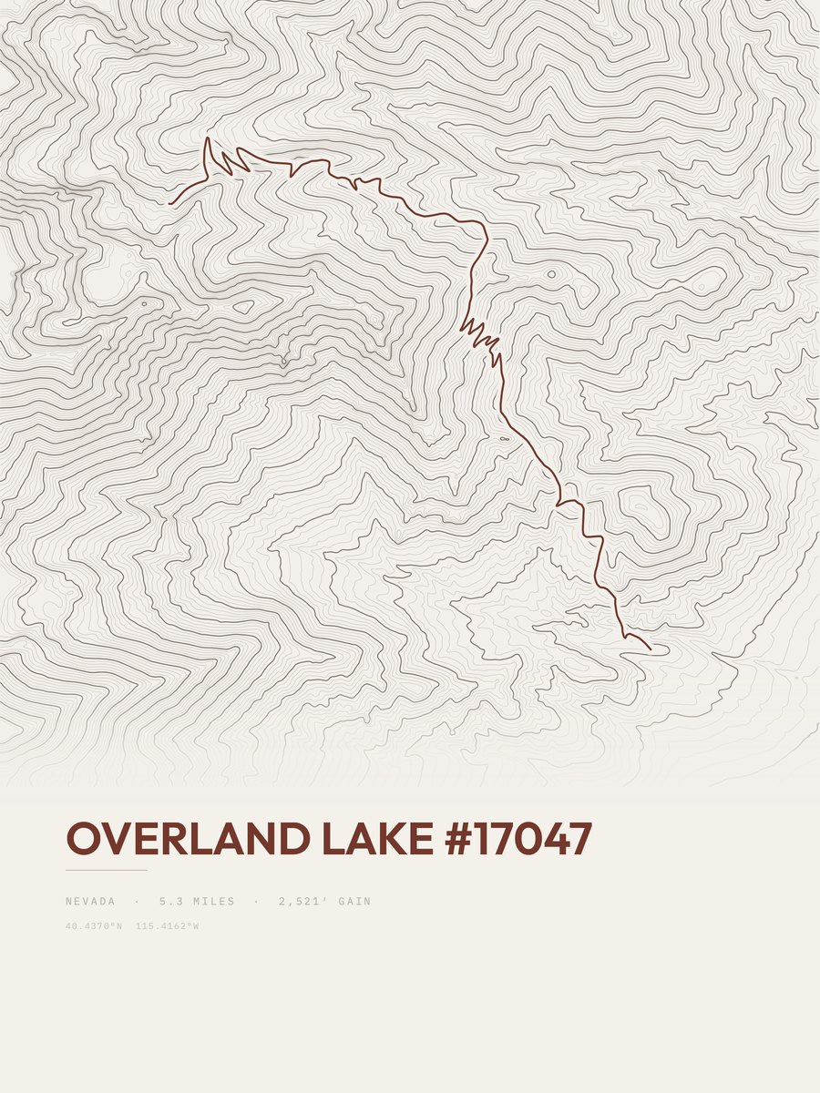 Overland Lake topographic trail print