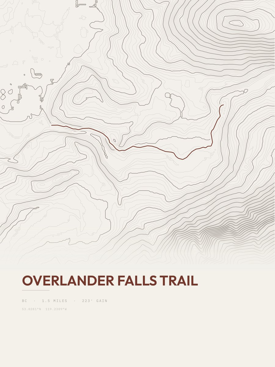 Overlander Falls Trail Topographic print