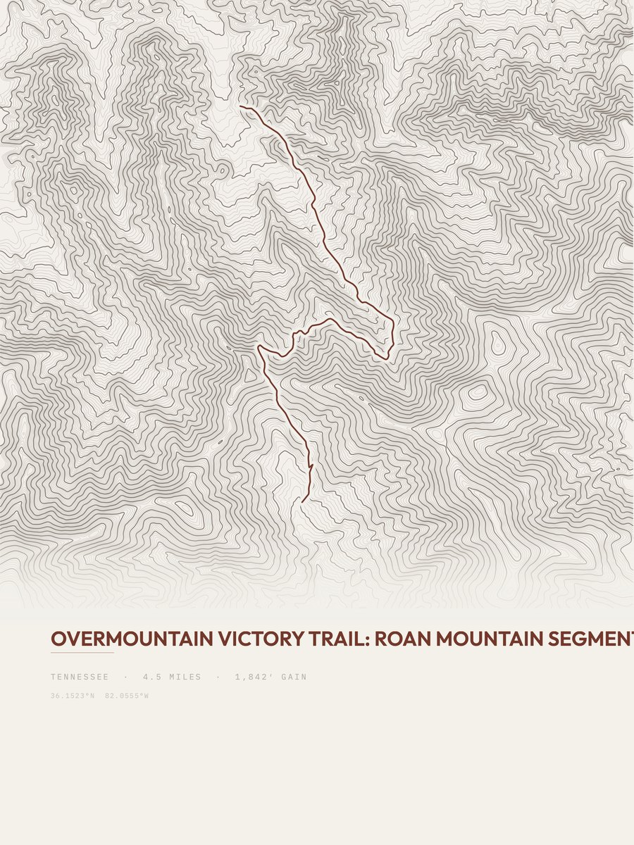 Overmountain Victory Trail Topographic print
