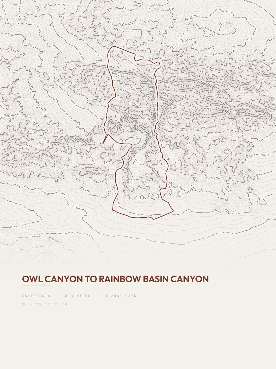 Rainbow Basin Canyon Topographic print