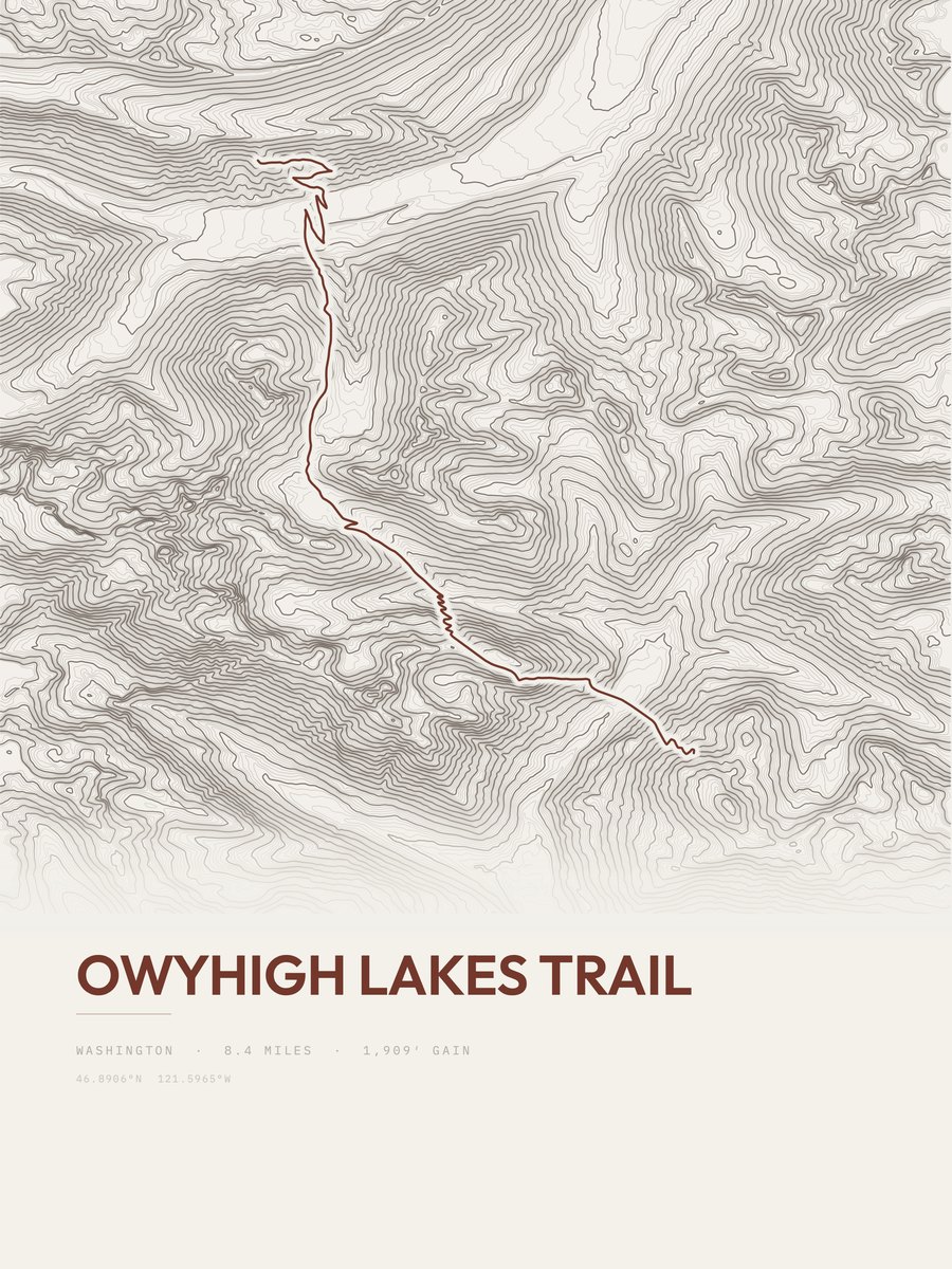 Owyhigh Lakes Trail topographic trail print