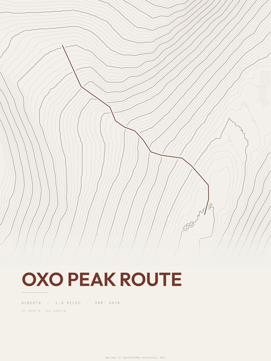 OXO Peak Route Topographic print