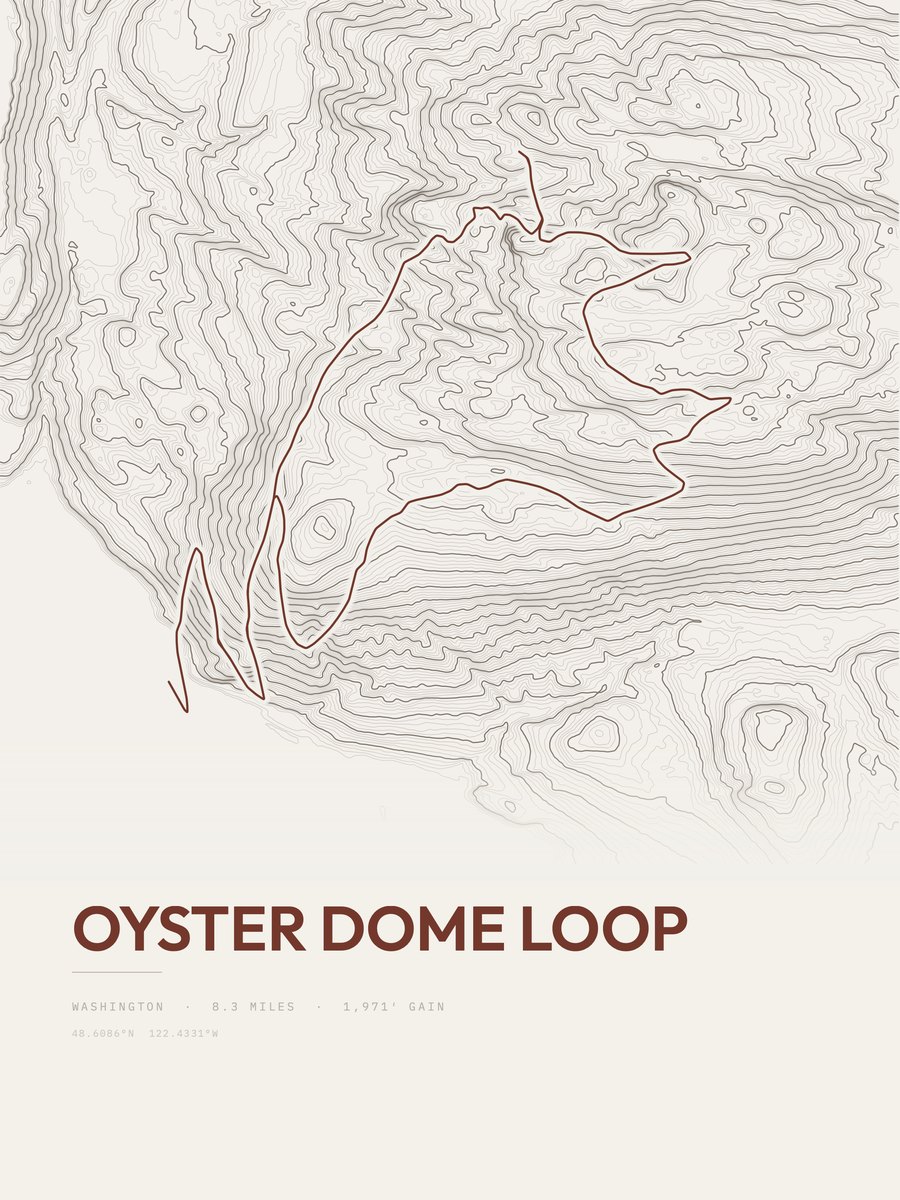 Oyster Dome Loop Topographic print